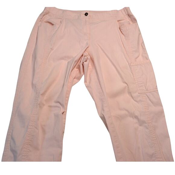 Chico's Women's Pale Pink Ankle Pants Button Roll Tab Hem Stretch Casual 2 XL - Picture 2 of 11